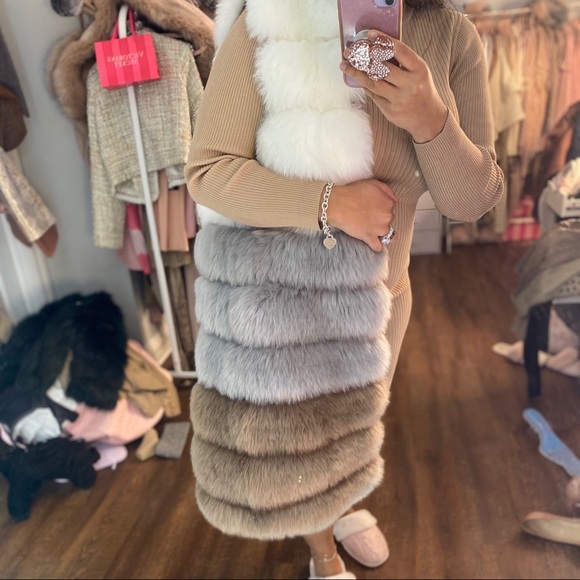 Azzura Dubai Tri color fur Gilet (size L)worn once - Picture 1 of 4